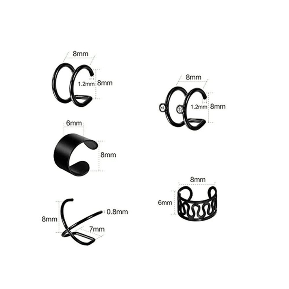 Solighter 5per8pasang Anting Fashion Stainless Steel Tanpa Tindik Ear Cuff