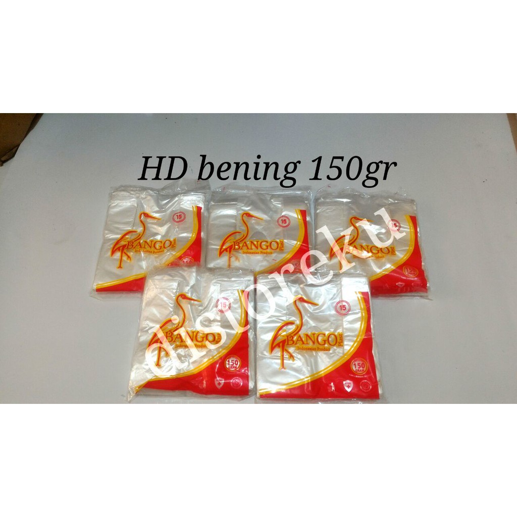 Kantong kresek HD Plastik Bening Bango Kecil PB uk 15 @150gram transparan