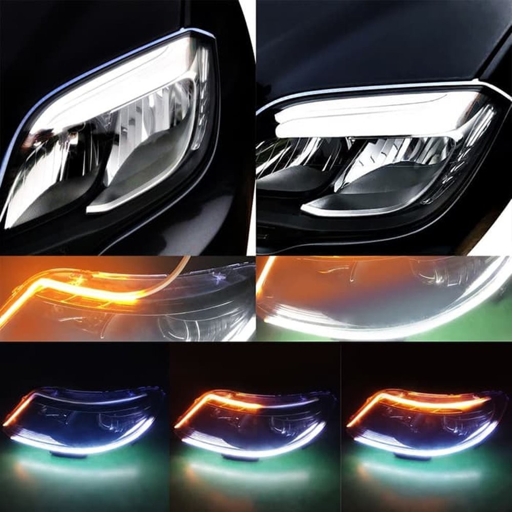 Drl Lampu Alis 45Cm Neon Mobil 2 Warna 2 Mode Fitur Sein Sen Running