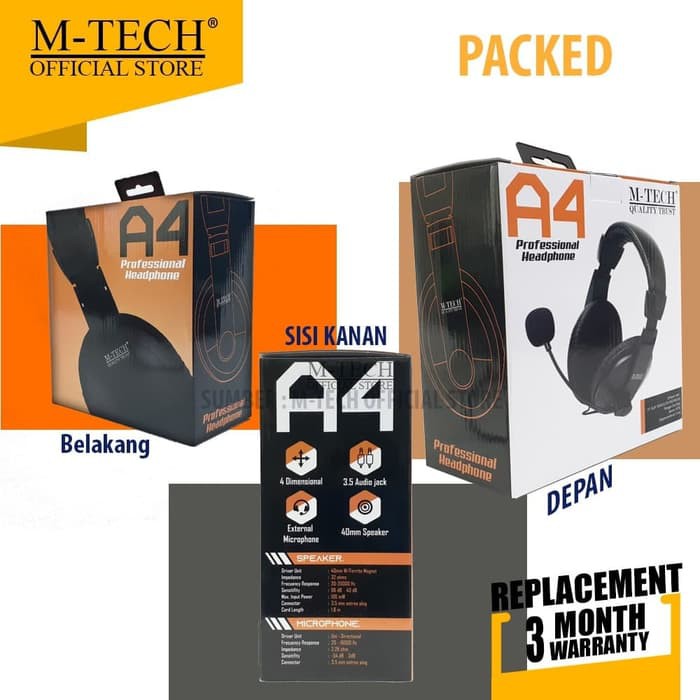 M-Tech Headset Stereo Bass A4 Original