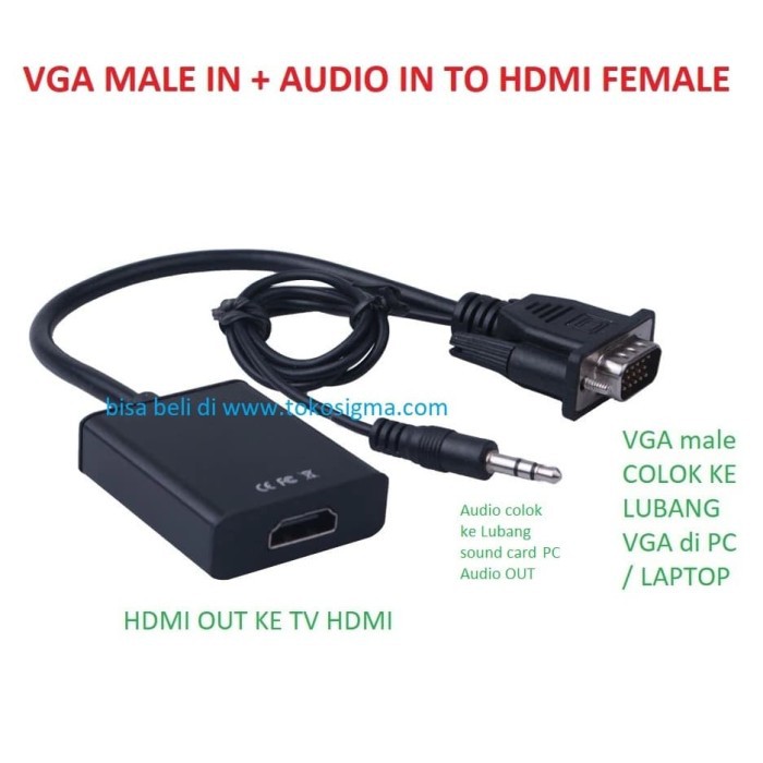 VGA TO HDMI CONVERTER VGA AUDIO INPUT TO HDMI OUTPUT 1080P CABLE H013