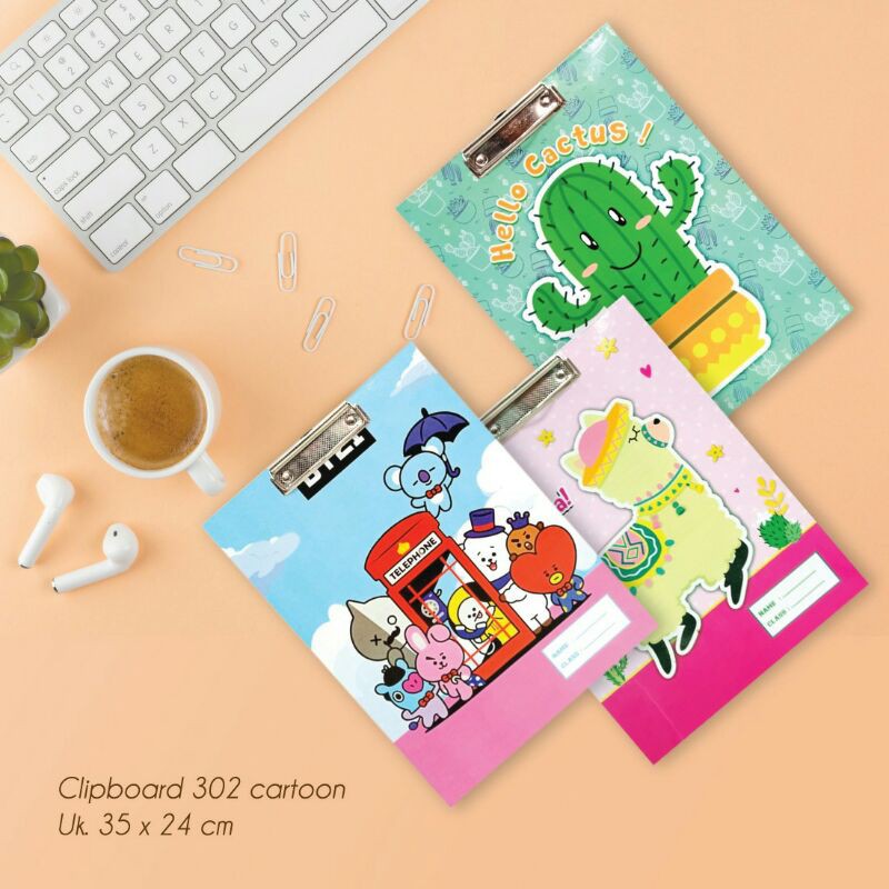 Clip board 302 cartoon/papan jalan/papan ujian