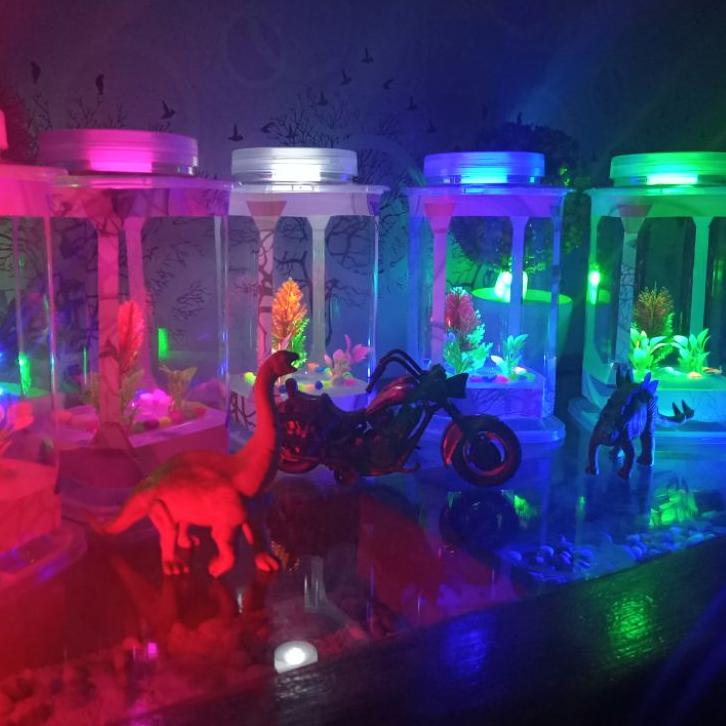 ⚡COD Aquarium Ikan Cupang Hias Mini Bentuk Persegi Hiasan Kamar Tidur Lampu Warna Akuarium Cupang mu