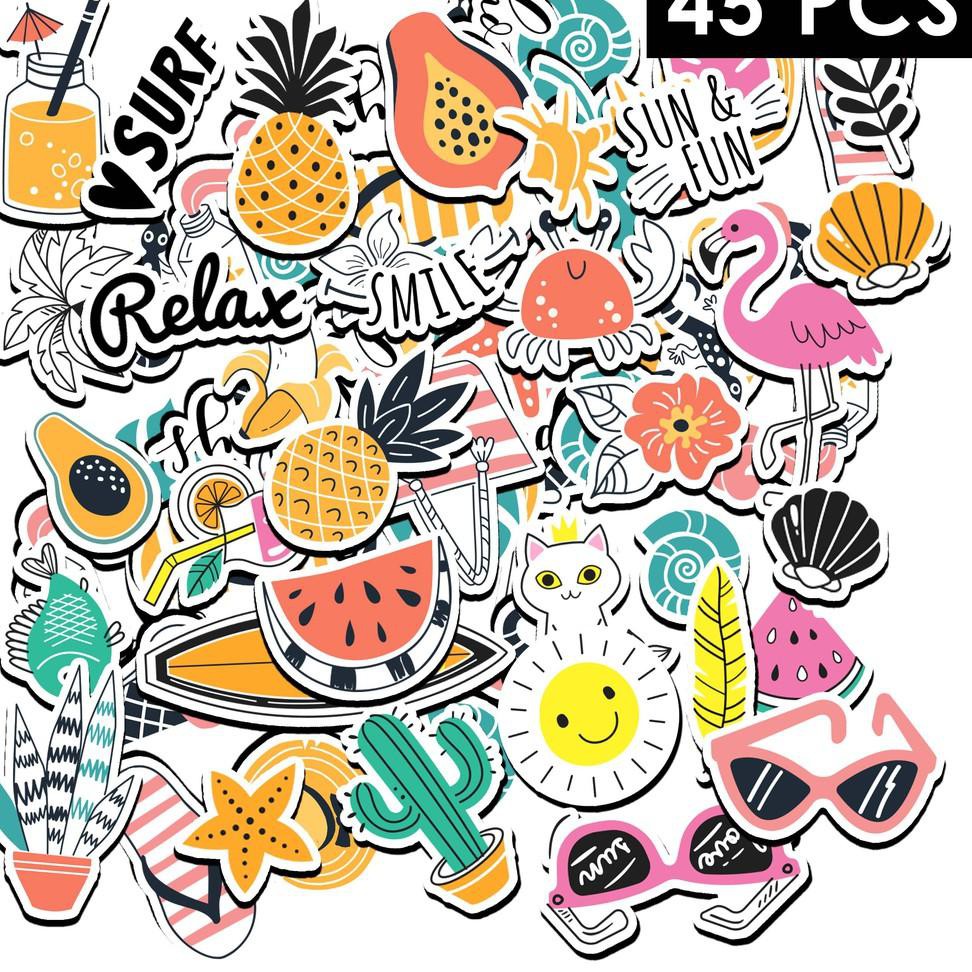 

Ed6> 45Pcs Stiker Desain summer Lucu untuk Scrapbook / Jurnal / Diary / hp / laptop / motor / helm S