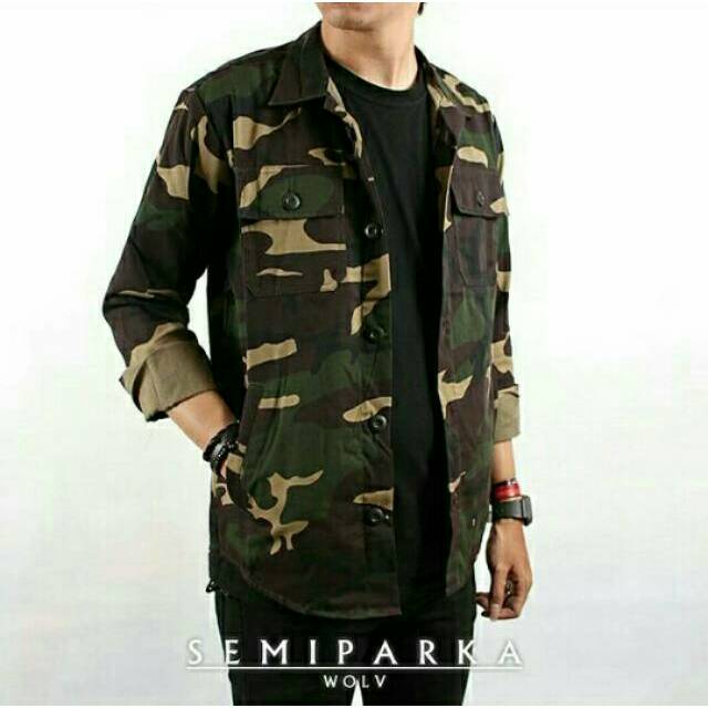 Jaket Semi Parka Camo Pria