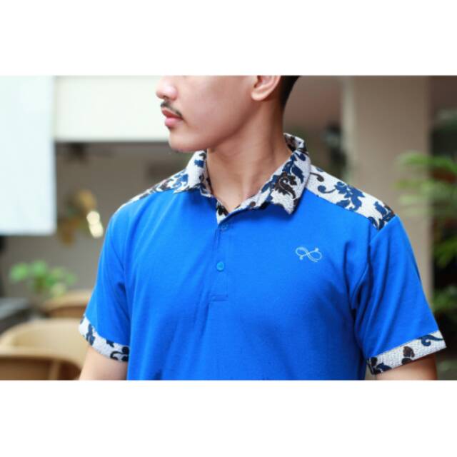 Loyal Kaos Polo Batik Biru Modern Pria M L XL XXL