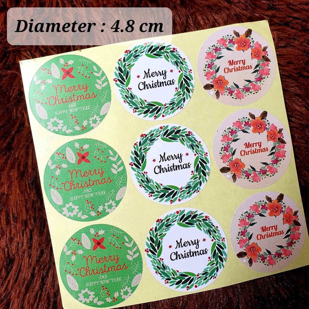 

Sticker Natal / Merry Christmas Bulat 4.8 cm - Stiker Hampers I