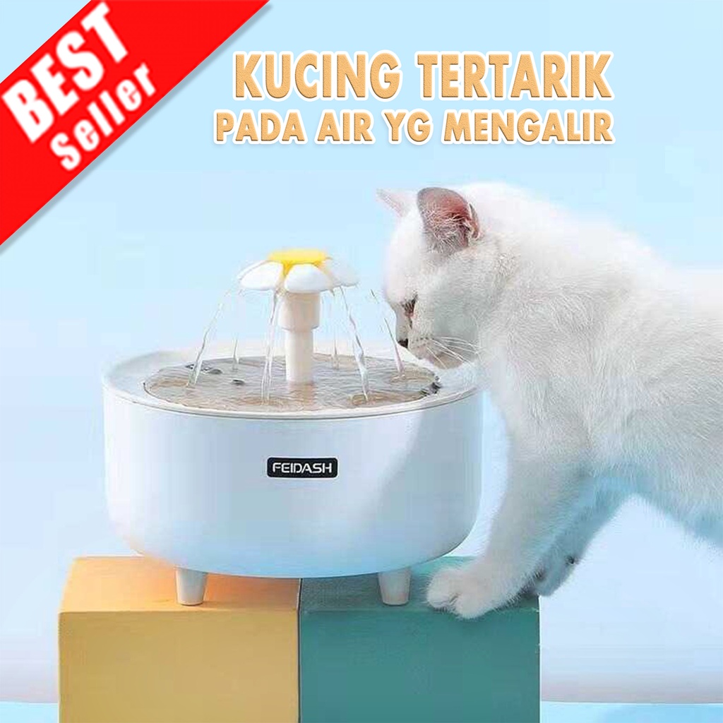 FEIDASH Water Fountain Kucing Dispenser Minum Kucing Tempat Minum Kucing Anjing Otomatis 2L