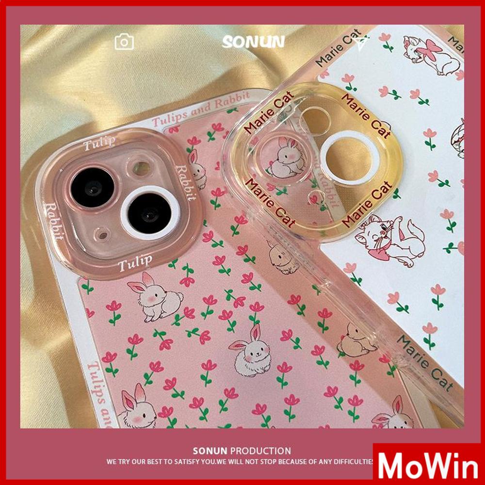 iPhone Case Silicone Soft Case Clear Case Square Edge Shockproof Protection Camera Pink Flowers Cute Compatible For iPhone 11 iPhone 13 Pro Max iPhone 12 Pro Max iPhone 7 Plus xr