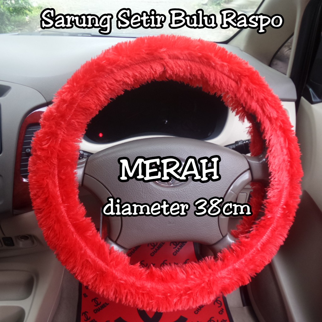 Cover Setir - Sarung setir mobil Motif Bulu Raspo Merah