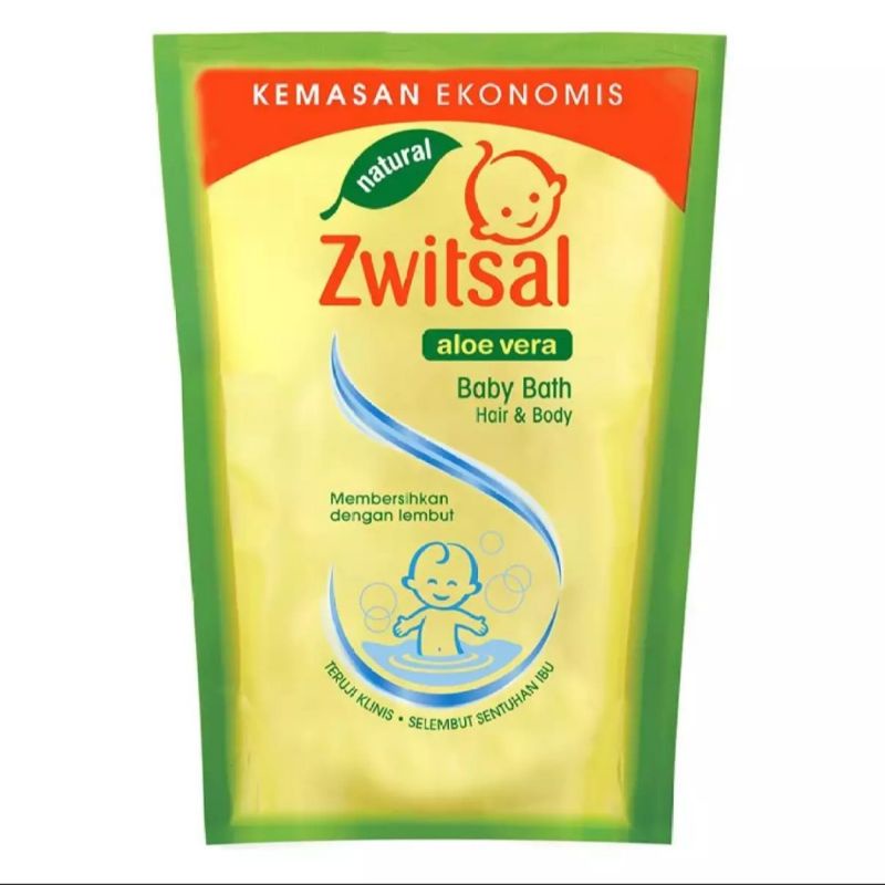Zwitsal Baby Bath Hair and Body 2 in 1 Natural Aloe Vera 400ml - Refill