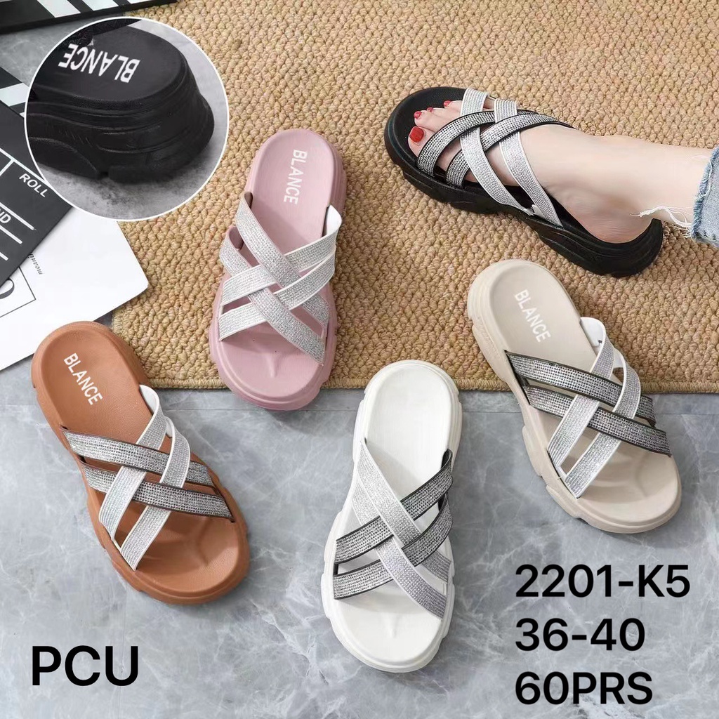 SANDAL WANITA IMPORT KEKINIAN RANCANG GLITTER  2201-K5 BLC
