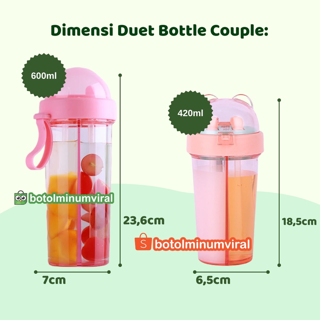 Botol Minum Duet 2 Sisi Couple 600ml