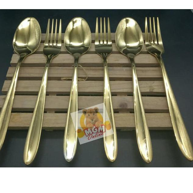 ➾ Sendok Makan Gold & Garpu Makan Gold HOTEL Stainless Steel 18-10 24134 ➢