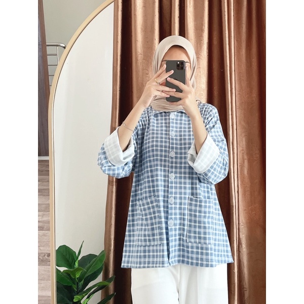 MOCHI BASIC (Ld 110 Pjg 61) - Atasan Kemeja Kotak Bahan Kaos