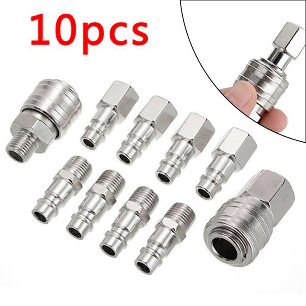 Populer 10Pcs Selang Fitting Saluran Udara Tahan Lama Quick Release Coupling Pneumatic Fitting