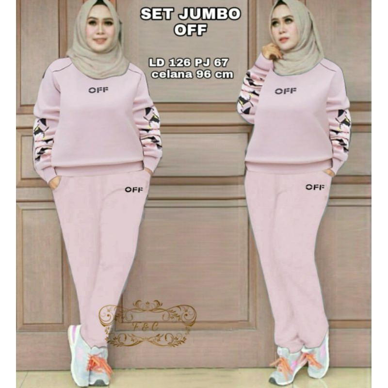 PCS SET CELANA OFF FE BAHAN BABYTERRY 3 UKURAN L XL XXL SETELAN ATASAN DAN CELANA