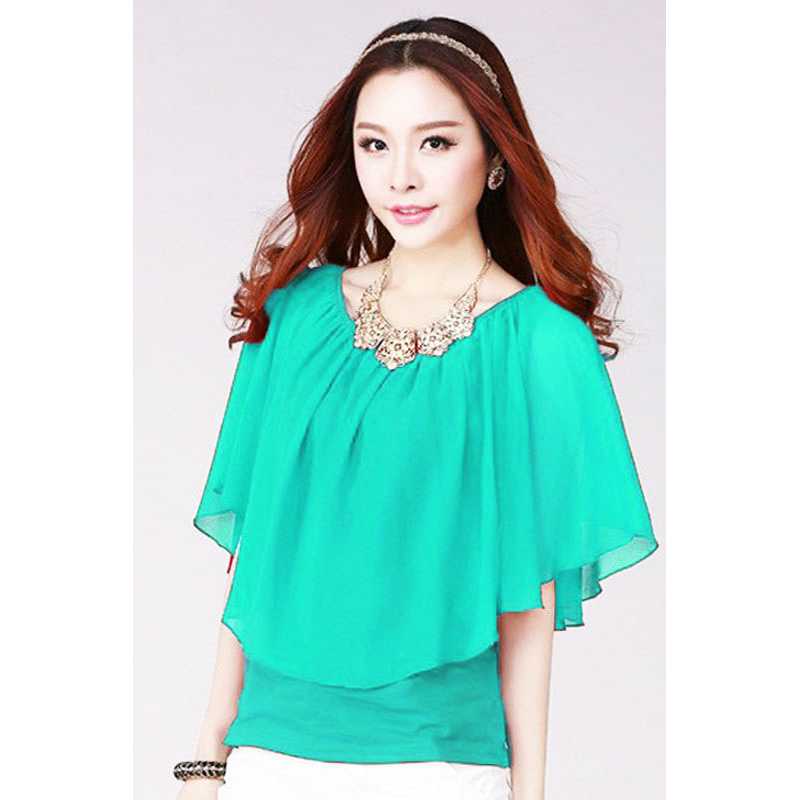Blus Sifon Gaya Korea Variasi rampel Leher - Brenda