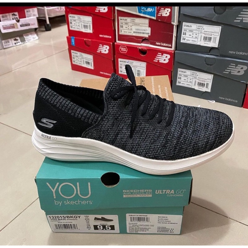 skechers 132015/BKGY skechers you wave strength sepatu slipon skechers