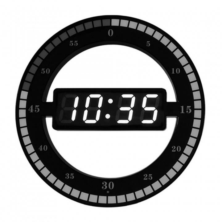 Creative Mute Hanging Wall Clock Digital LED Display - HC-012