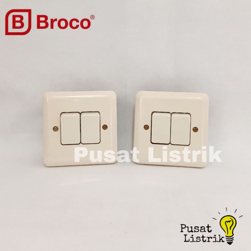 IB Saklar Seri New Gee Broco Double Switch Inbow Cream Broco