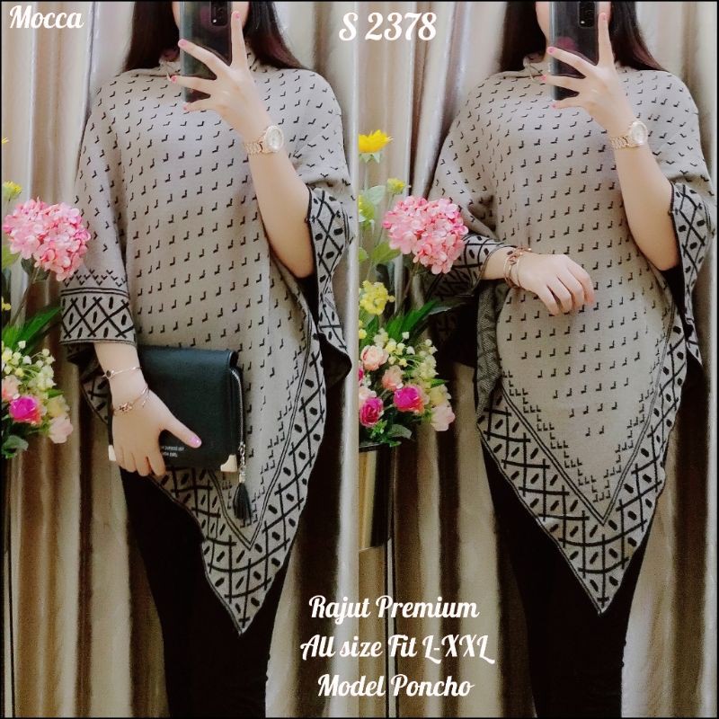 Atasan Rajut Poncho Bird Premium Blouse Wanita
