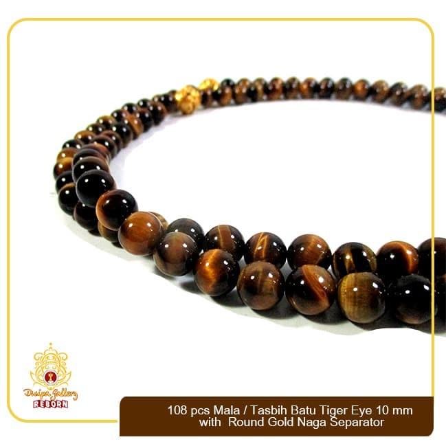 108 Pcs Mala/Tasbih Batu Tiger Eye 10mm with Round Gold Naga Separator