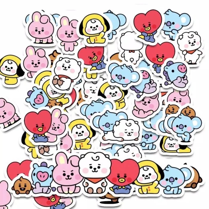 

54 Pcs per Set Sticker BT21 Baby Stiker Lucu Cute Sticker BTS