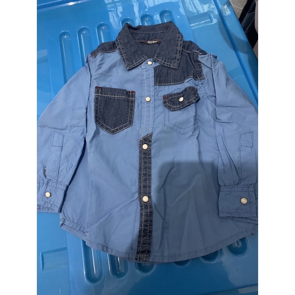 guess kemeja hem anak cowo lengan panjang lipat jeans preloved
