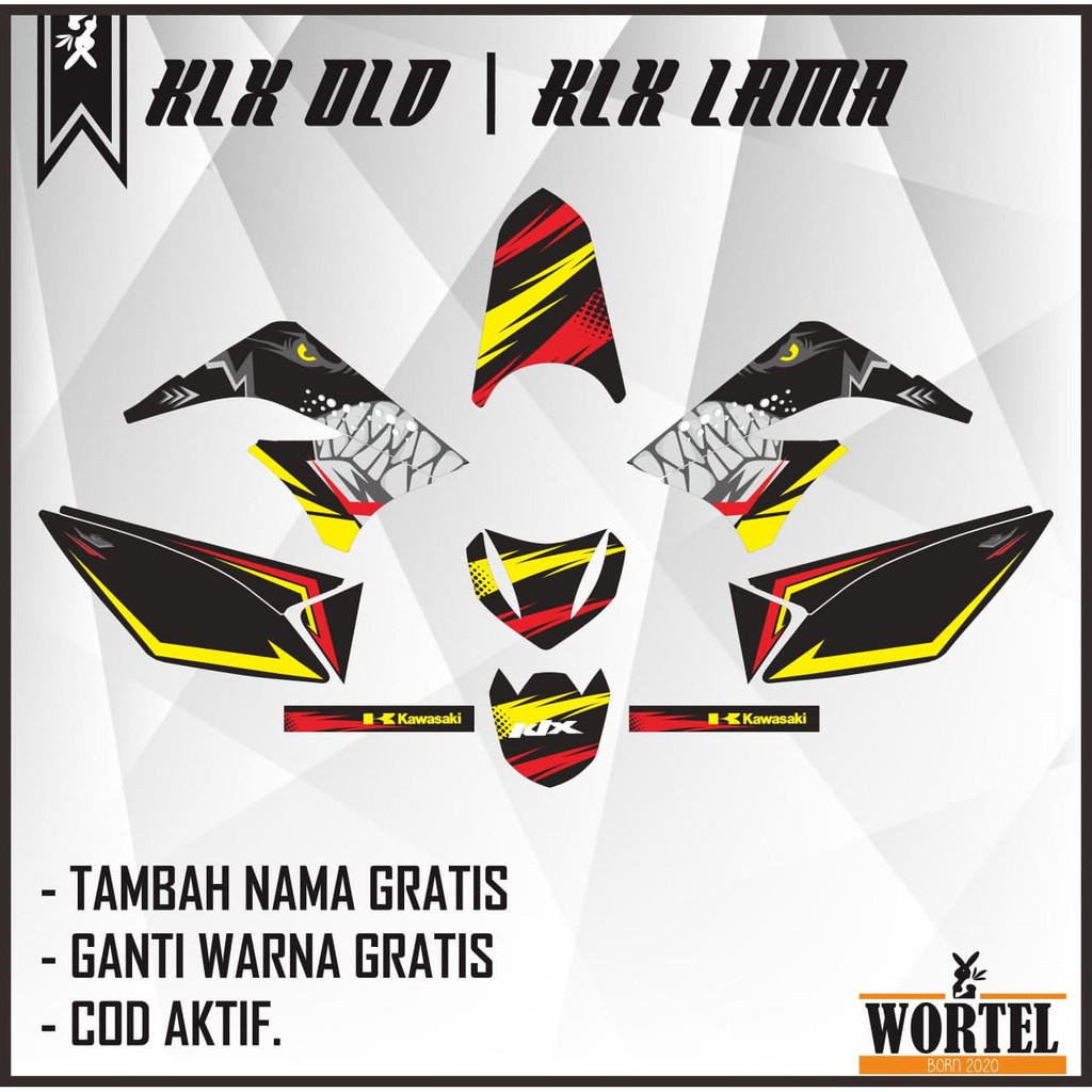 Sticker striping list Decal Motor KLX 150 S/L//D TRACKER LAMA Hiu v2 (KLX lama Sebelum BF)