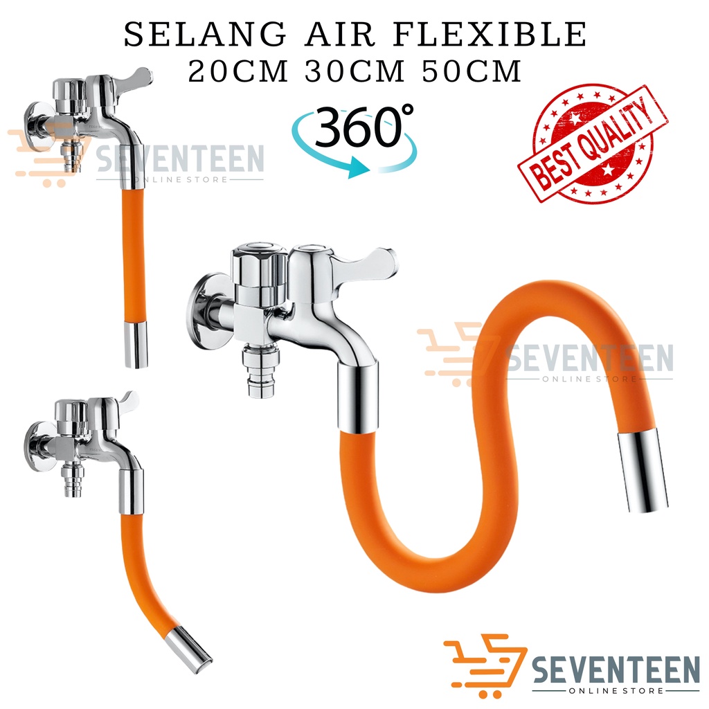 SEVENTEEN SELANG AIR FLEXIBLE 20CM 30CM 50CM UNIVERSAL SAMBUNGAN KERAN AIR WASTAFEL DAPUR ELASTIS FLEKSIBLE PUTAR 360 DERAJAT