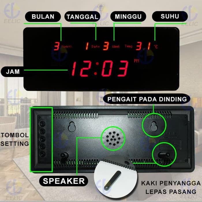 Sonifer Jam Meja Led Digital SMS-2510 Merah