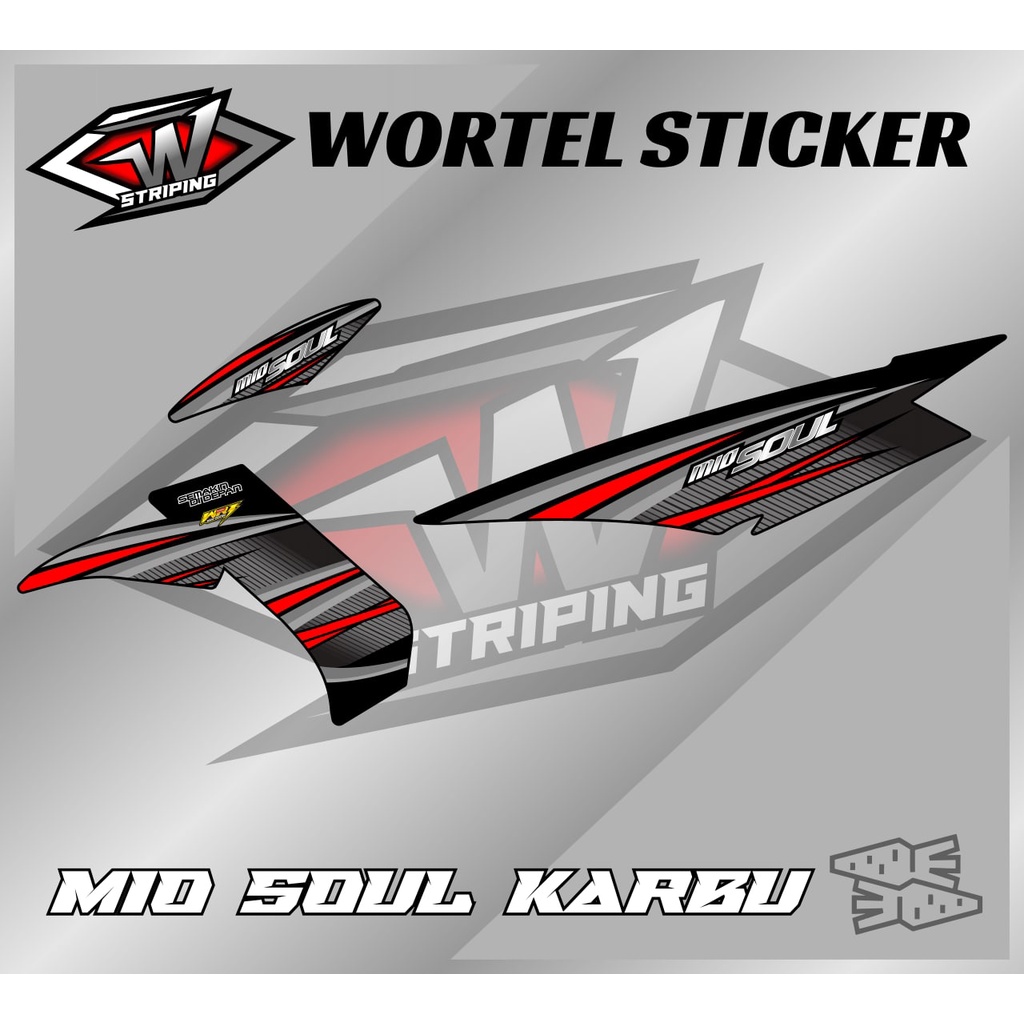 Striping Mio Soul Karbu-Striping Stiker Hologram Motor Mio Soul Karbu Racing Simpel