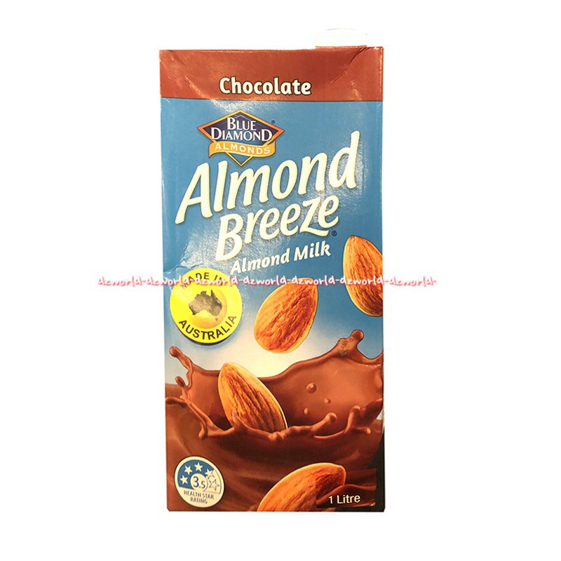 Blue Diamond Almond Breeze Almond Milk 1L Chocolate Unsweeted Susu Uht KAcang Almon Made in Australi