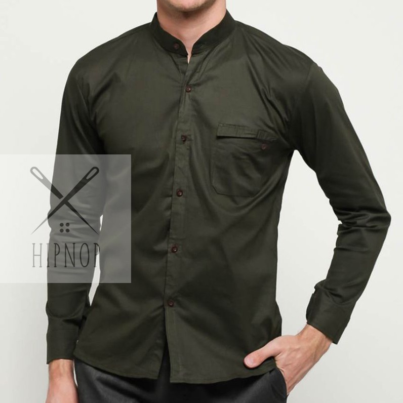 HipNop Kemeja Pria SIZE L Lengan Panjang SlimFit Atasan Pria Formal Kasual Polos Pakaian Cowok MIX