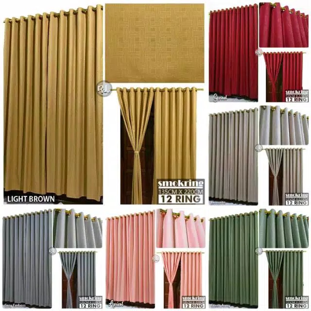 Gorden Smokring12 Lubang135x210CM Hordeng Smokring Pintu Ring Bulat Smokring