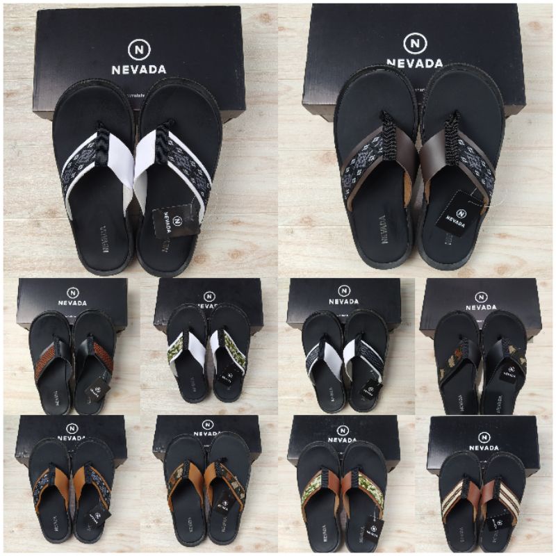 Sandal NEVADA cowok jepit teplek murah bagus formal jalan laki laki dewasa bapak pria motif batik se