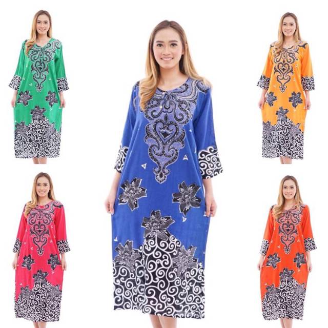 Gamis rumahan santai batik busui kancing depan