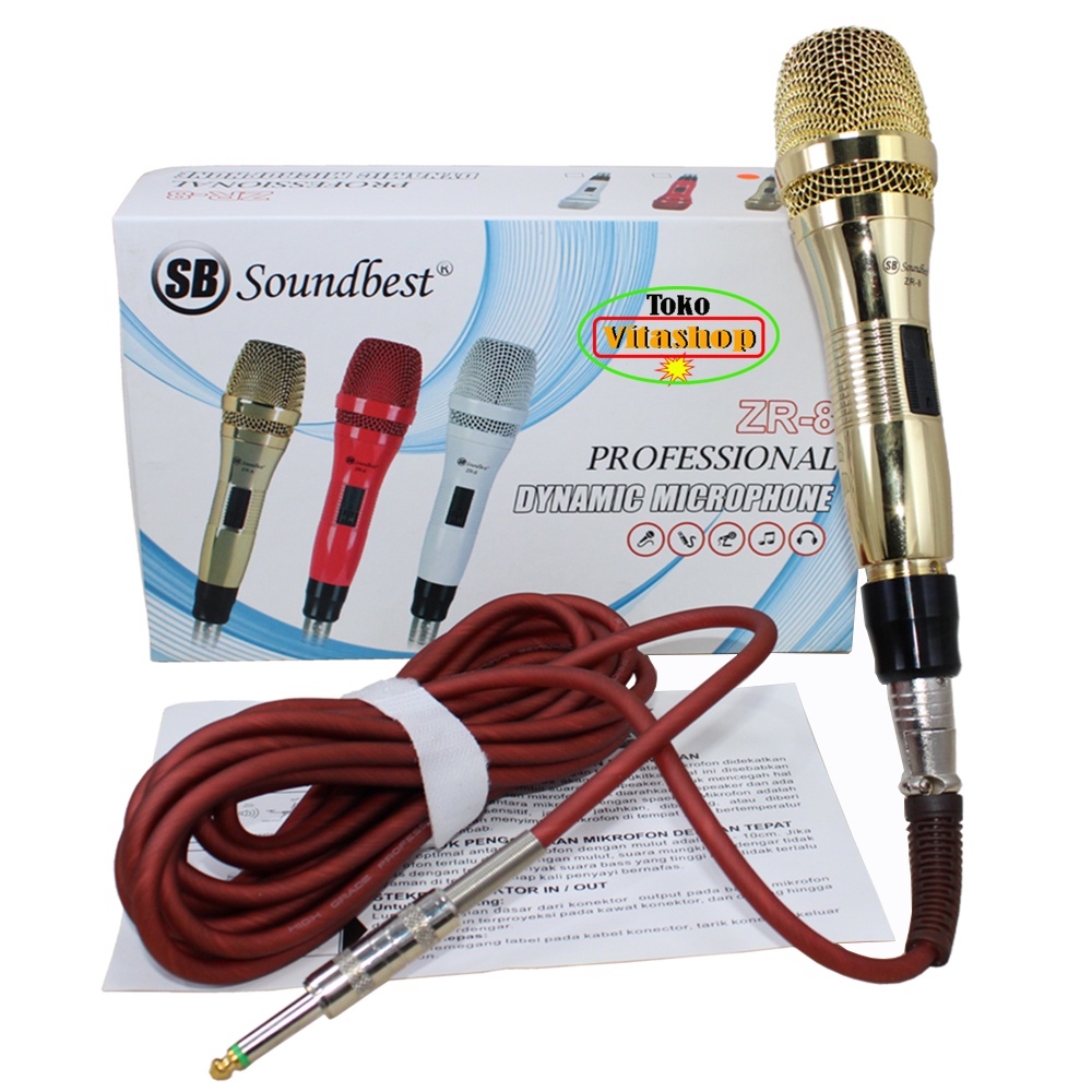 MIC KABEL SOUNDBEST ZR-8 GOLD MICROPHONE VOKAL MIK ASLI PROFESIONAL