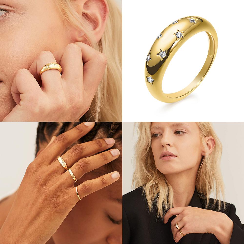 Lily Dome Cincin Fashion Wanita Perhiasan Statement Ring Bertatahkan