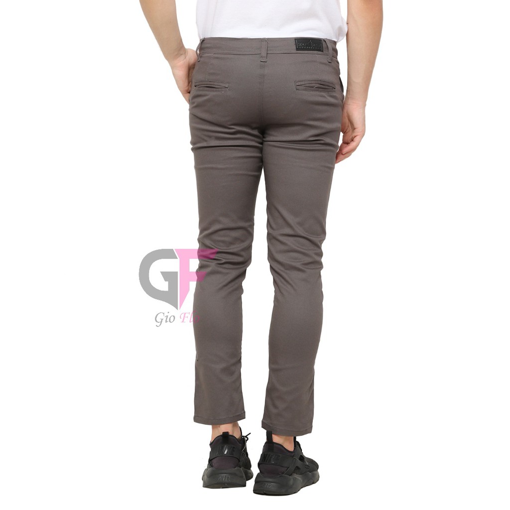 GIOFLO Bawahan Pria Celana Chinos Panjang Keren Casual Abu / CLN 719