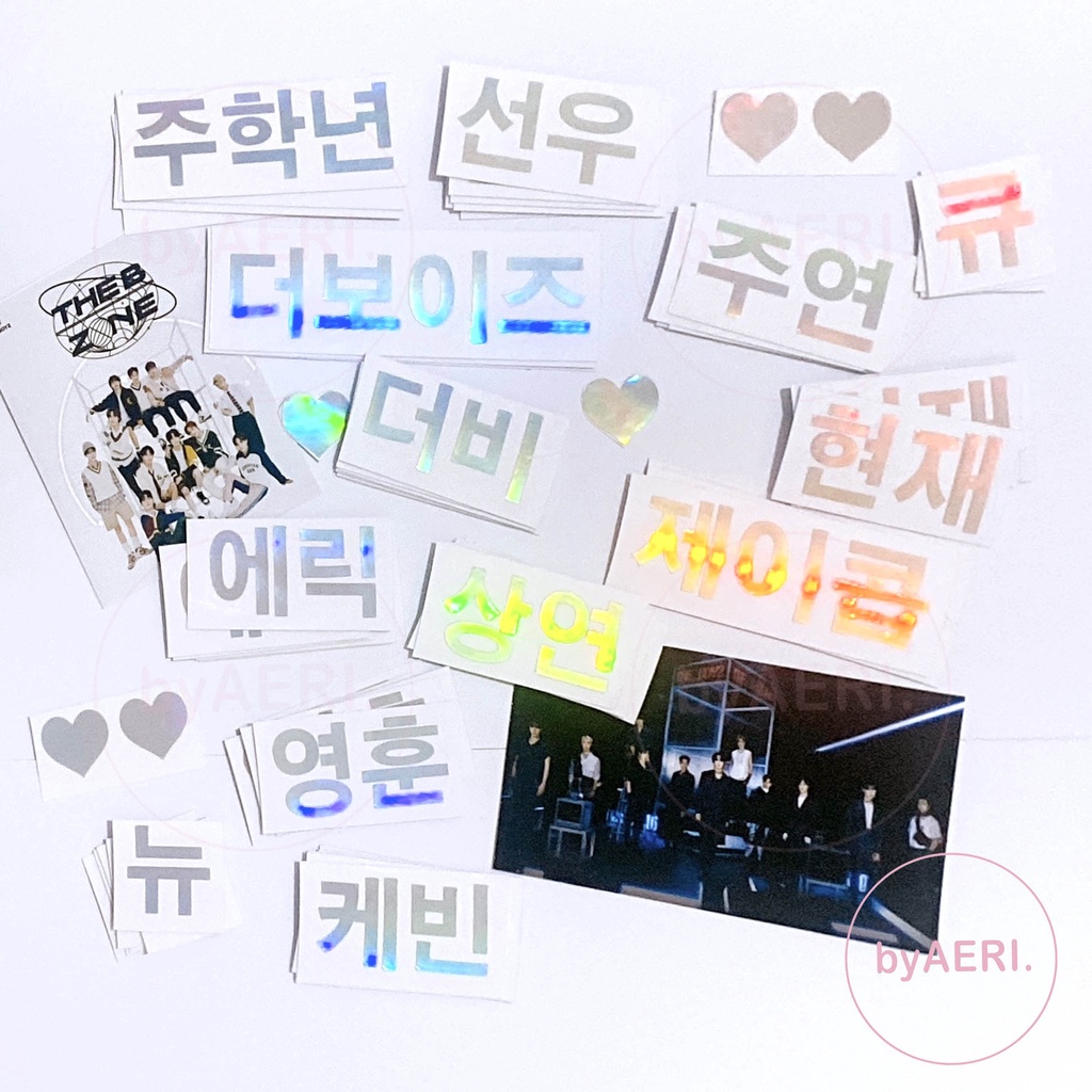 THE BOYZ HOLOGRAM CUTTING STICKER (Kpop Stiker Nama Hangul Member Logo Lightstick)