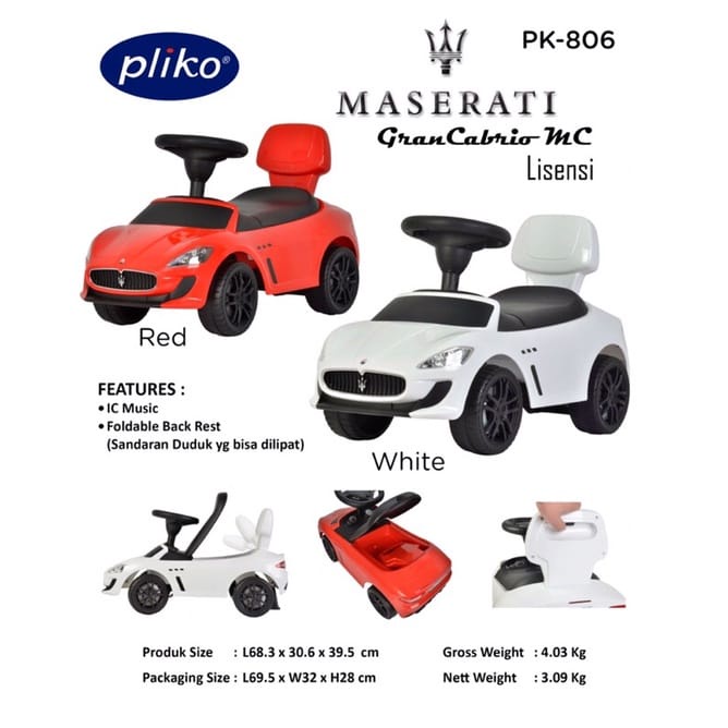 Pliko Ride On Maserati Grancabrio PK806