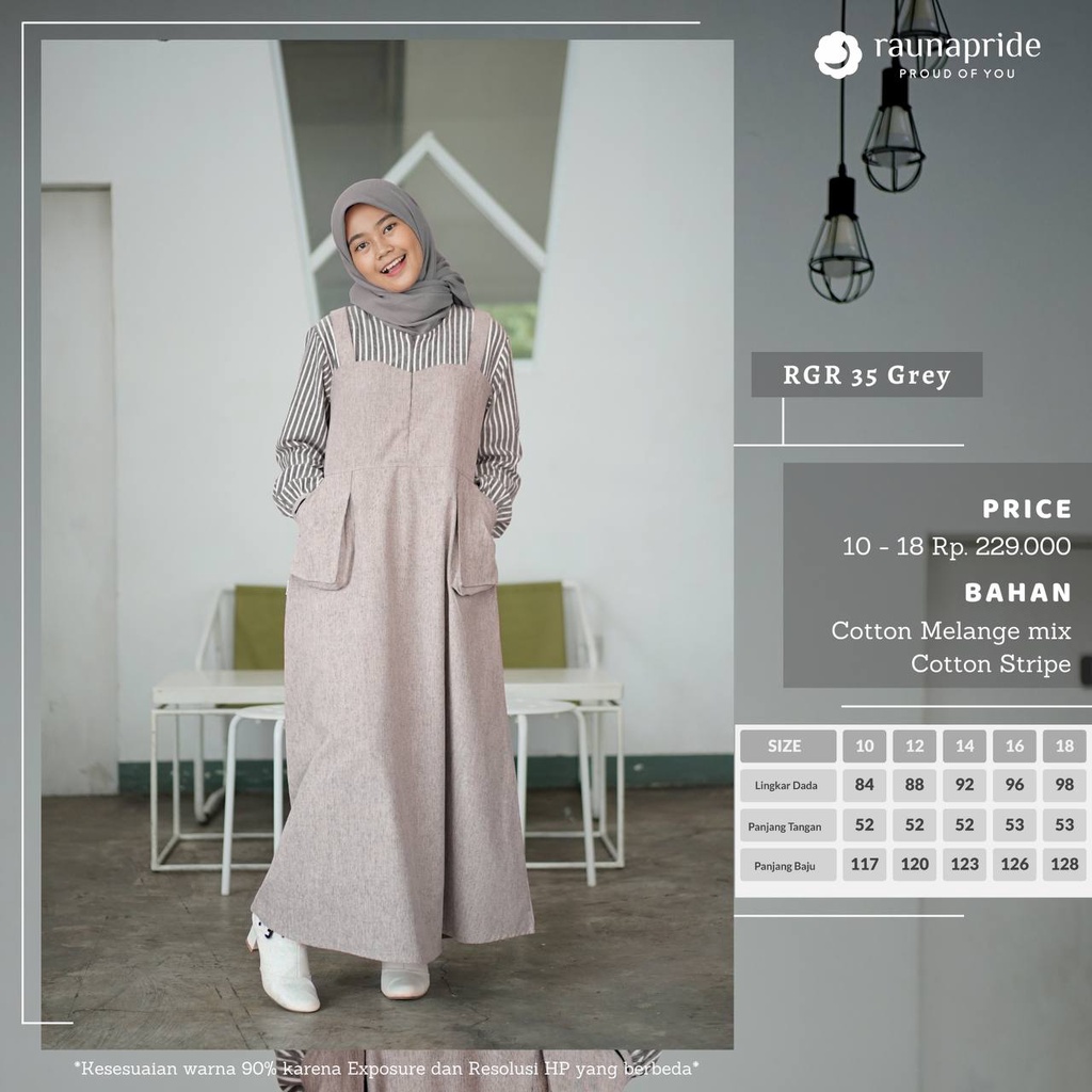 Rauna Couple Gamis Koko Remaja  / GD-35 Grey / Fashion Muslim