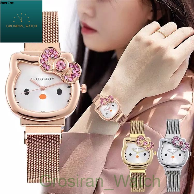 Jam Tangan Fashion Anak-Anak Karakter Hello Kitty Strap Magnet HK-165 [G_W]