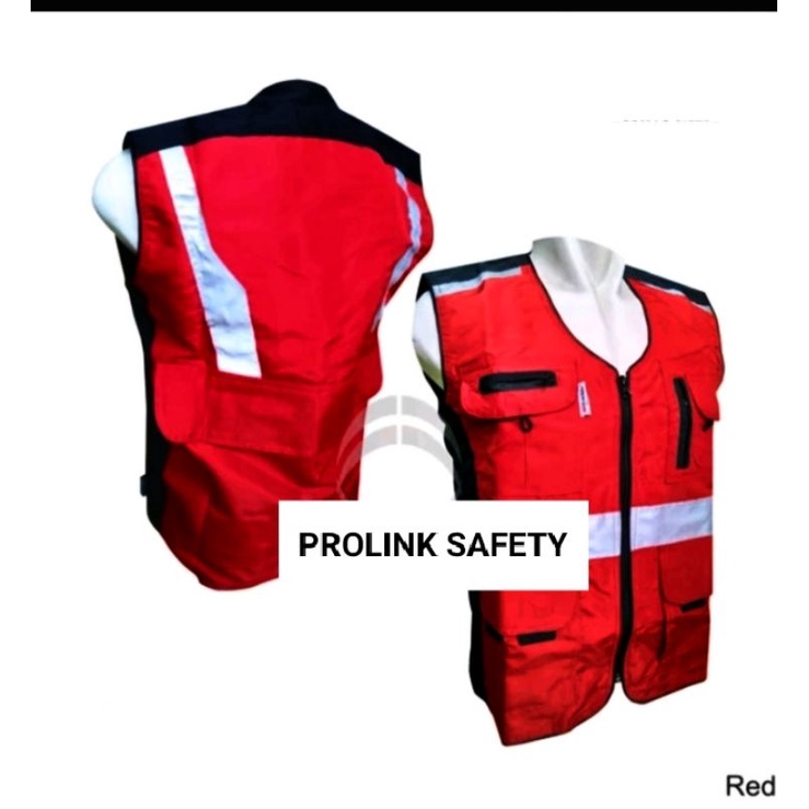 ROMPI SAFETY MERAH BAHAN TASLAN PAKAI FURING BERLOGO KE BENDERA