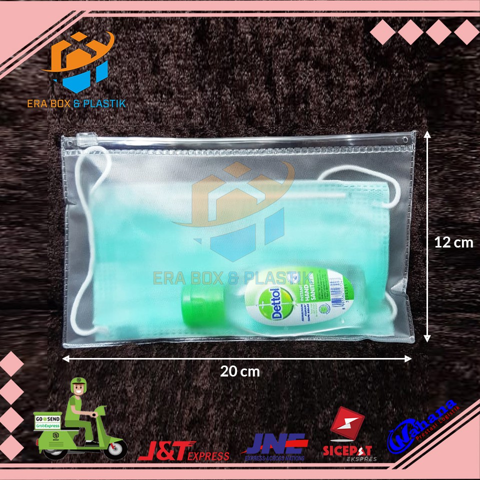 

Plastik Mika Zipper Uk. 20x12 cm | Dompet Zipper Untuk Masker