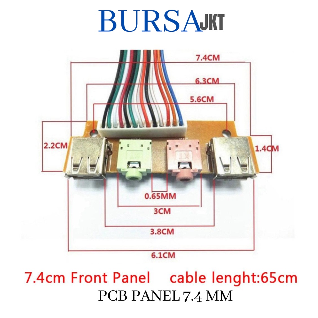 FRONT PANEL PCB USB AUX  AUDIO JACK KOMPUTER PC 6.8 DAN 7.4 INCH