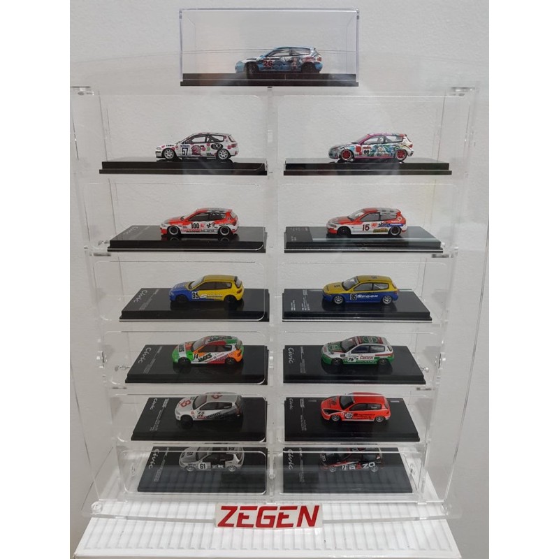 paketan diecast tarmac 1/64 honda civic eg6 estilo livery set 13 pcs