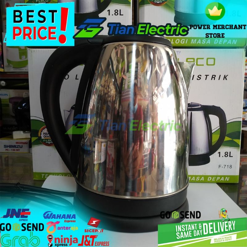 FLECO F-718 Teko Listrik 1.8 Liter Pemanas air stenless Pemanas air listrik TEKO LISTRIK